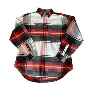 Tommy Hilfiger Vintage Long Sleeve Button Down Mens Plaid Shirt Size Large